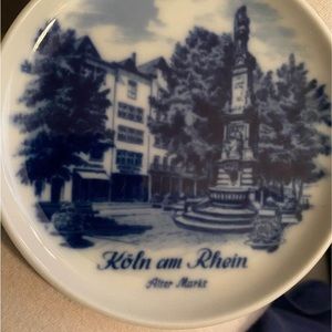 AK Kaiser West Germany Vintage small trinket city dish blue & white 4”